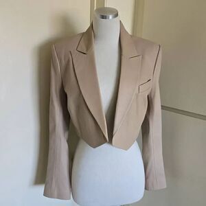 THE SEI Cropped Beige Leather Dinner Jacket, NWOT, Sz.2
